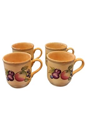 Vintage Hornsea Pottery Yeovil Set of 4 Fruit Stoneware Mugs England EUC